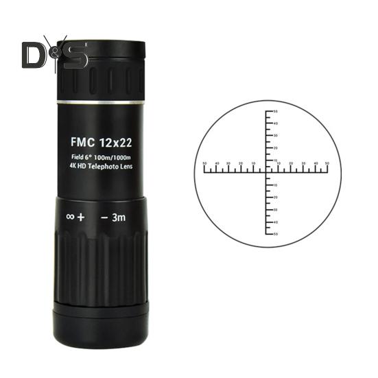 

12x22 Монокулярний телескоп Водонепроникний портативний портативний зовнішній туризм Піший туризм Полювання Спостереження за птахами Концерт Міні-портативний іконометр Телескоп зі шкалою A