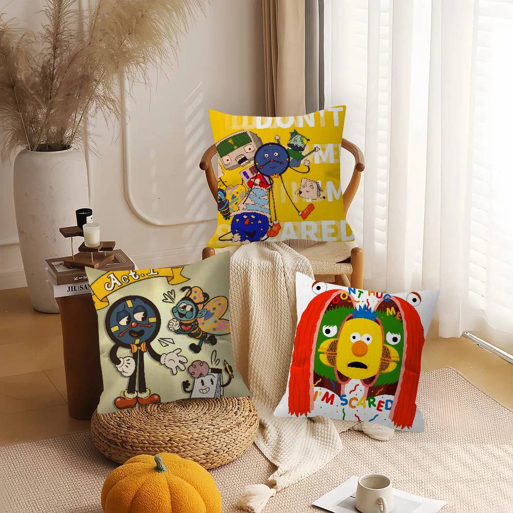 Don'T Hug Me I'M S-Scared Pillow Covers Cartoon Sofa Decorative Home Double-Sided Printing Short Plush Cute Cushion Cover