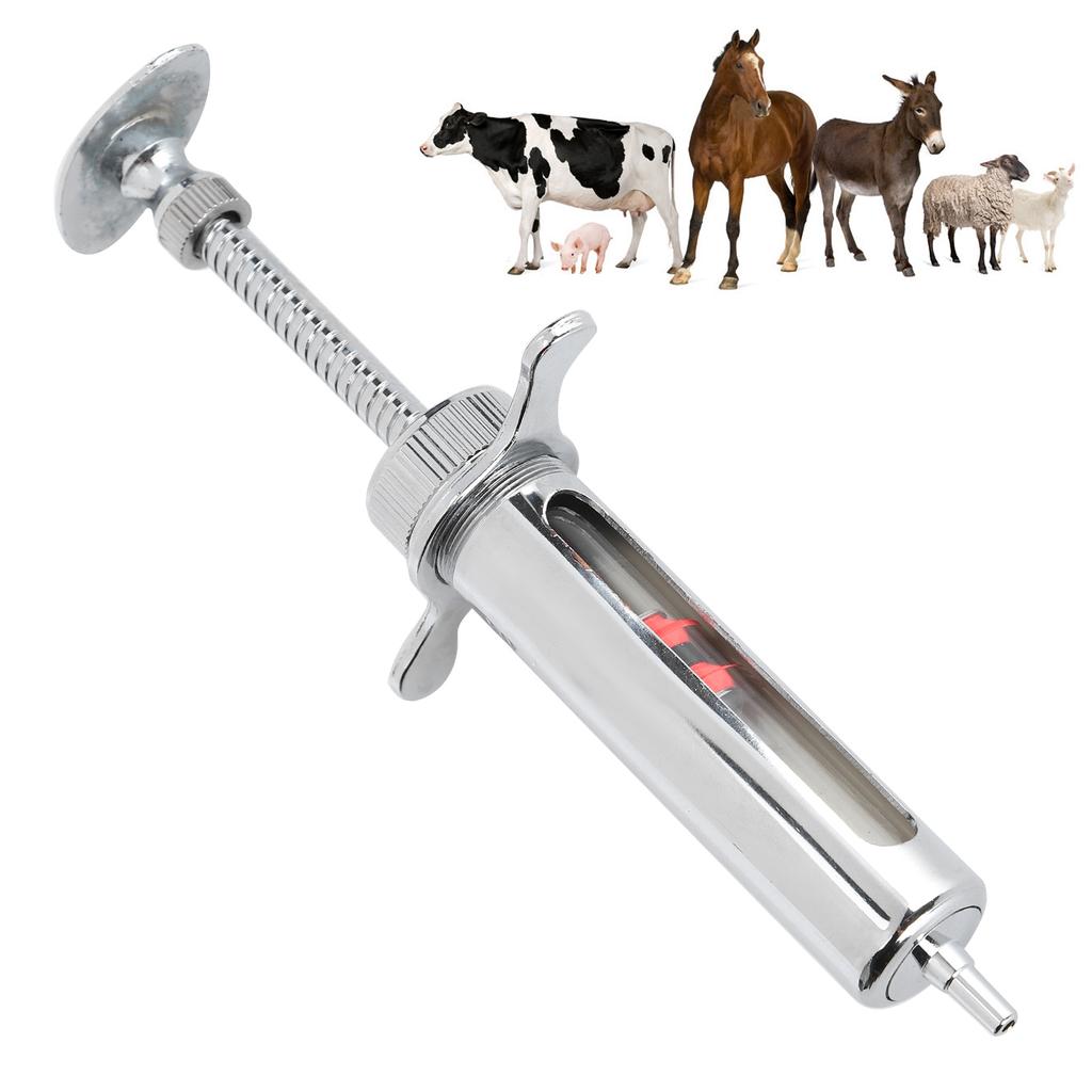 Metal Veterinary Syringe Safe Accurate Scale Animal Syringe for Chicken Sheep Cow