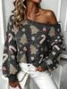 Cozy One-Shoulder Long Sleeve Knit Sweater for Women - Warm Christmas Autumn/Winter Style 2026