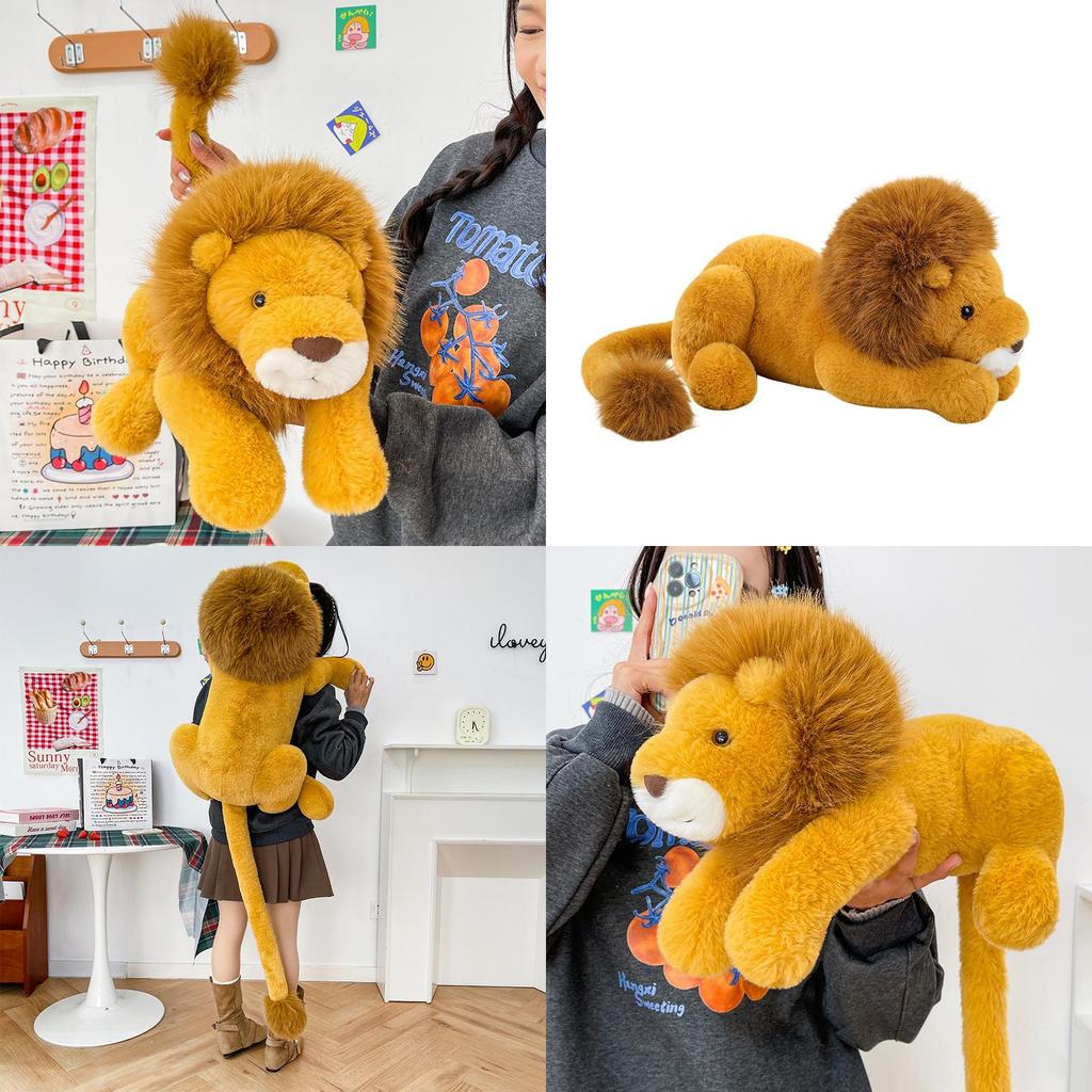 Plush Lion Sleep Pillow Cartoon Animal Decor For Kids And Adults
