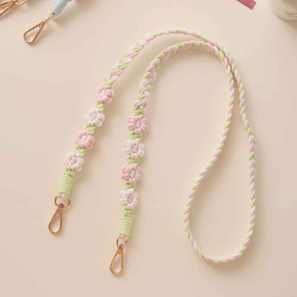 Handgefertigte Blume Gewebte Kette Anti-Verlust Tasche Geflochtenes Seil Gewebte Gänseblümchen Blume Hängende Kette Einkaufen
