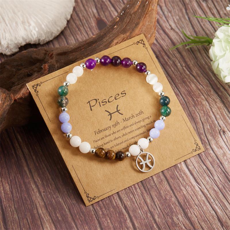 Twelve Constellation Beaded Bracelet With Natural Stones For Women Gift Ideas