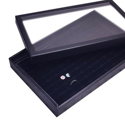 Jewelry Tray with Lid: Ring & Earring Holder Display Box