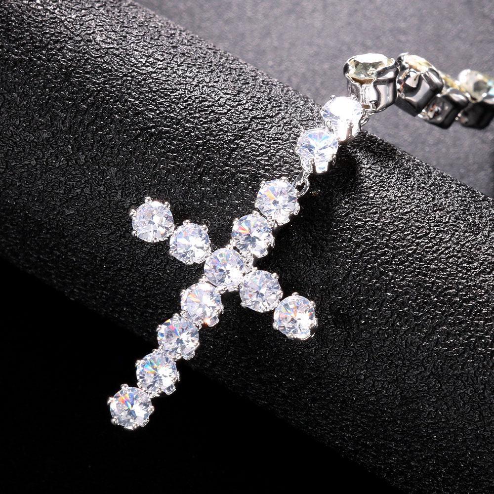 Rhinestone Accessories, Trendy Street Cross Necklace, Sexy Big Diamond Necklace Women'S Necklace