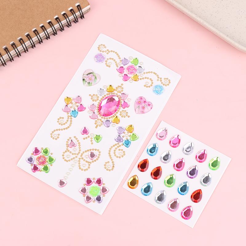 3D Gem Acrylic Crystal Stickers Diy Phone Album Decoration Self Adhesive Jewel Crafts Sparkly Rhinestone Stickers Girls Gifts