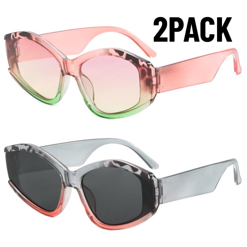 2PACK New Fashion Cat Eye Sunglasses Women Multi-Color Gradient Vintage Shades Luxury Brand Designer Fashion Sun Glasses UV400
