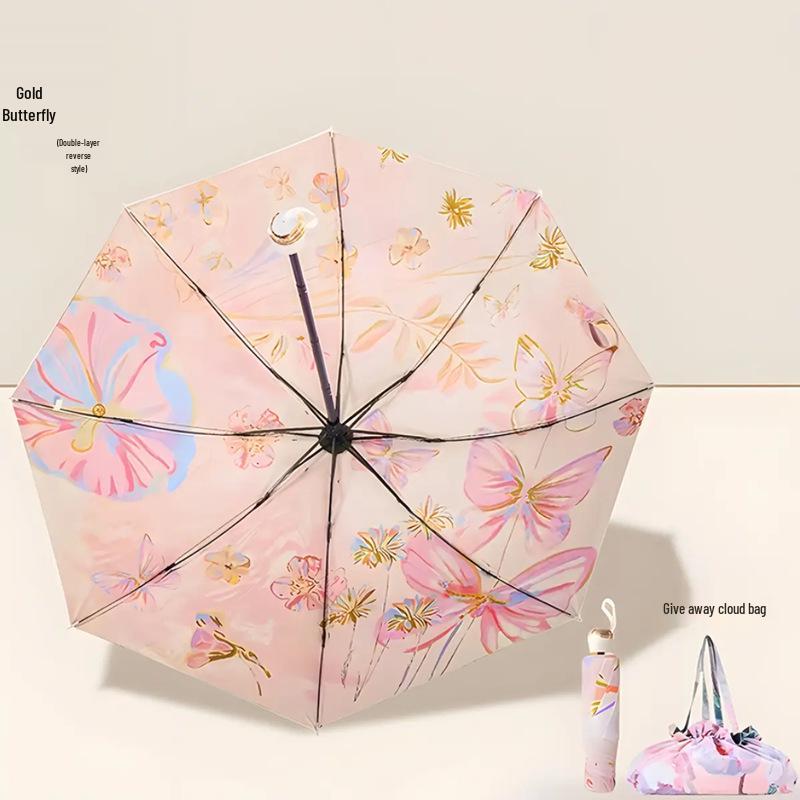 2026 Premium Double-Sided Double-Flower UV Sunshade Folding Umbrella 26 x 5 x 5 cm