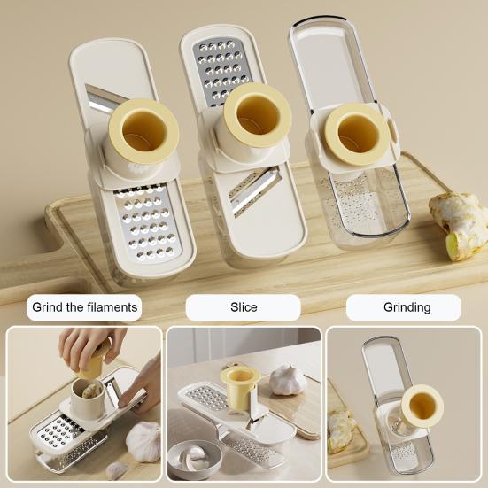 3-in-1 Vegetable Slicer Grater Stainless Steel Food Cutter Slicing Machine with Hand Guard Julienne Mash Vegetable Prep Tool for Kitchen