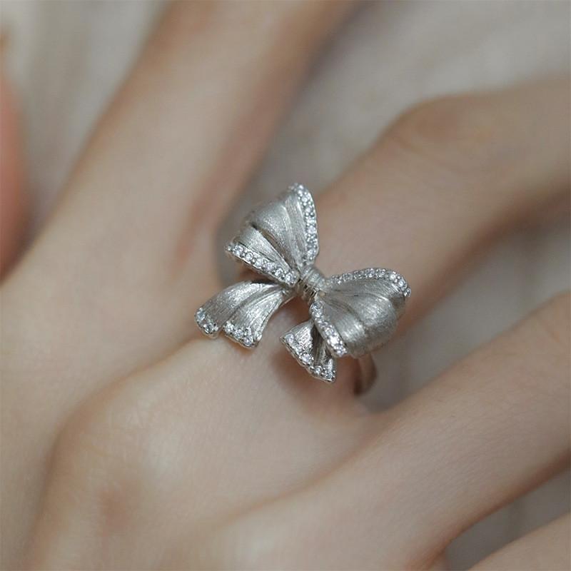 Style Ins Trendy Adjustable Bowknot Ring For Women With Chic Finish Copper