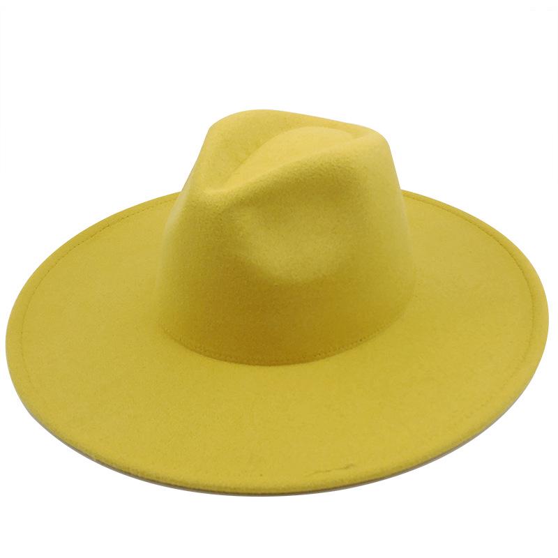 Unisex Wide Brim Wool Felt Jazz Fedora Hat for Autumn & Winter Fashion