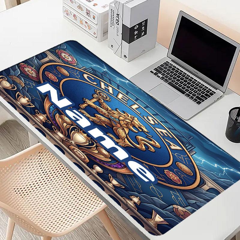 Custom Name Personalized Chelsea Football Club Pattern Mousepad, Laptop PC Desk Mat, Decorative Desk Mat for Home Keyboard Pad Gift