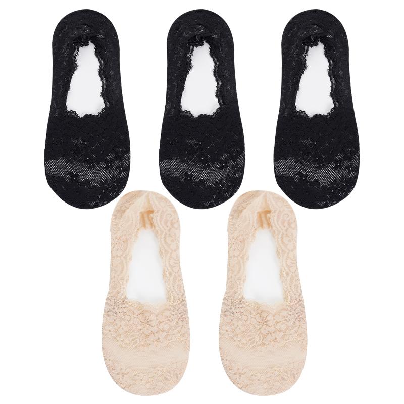 

5 пар летних женских носков, нескользящие дышащие кружевные невидимые носки, сексуальные нескользящие крутые тонкие носки, модные носки EUR35-39