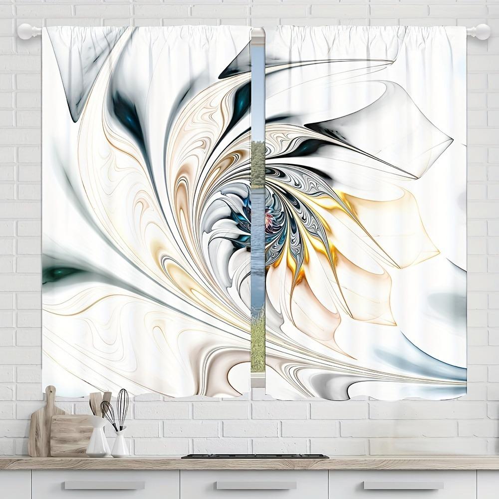 2 Stück Abstrakt ästhetische Kunst-Linienmuster bedruckte Vorhänge, geeignet für Wohnzimmer, Schlafzimmer, Arbeitszimmer, Büro, Schiebetür