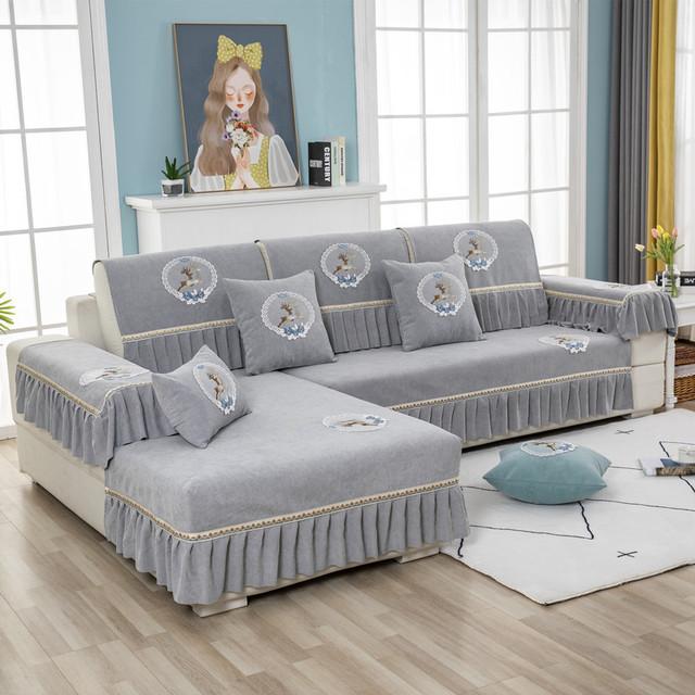 

Жаккардовая подушка для дивана, утолщенная нескользящая юбка, чехол для дивана, универсальный чехол на четыре сезона, защитная спинка для дивана для гостиной 70x180cm серый