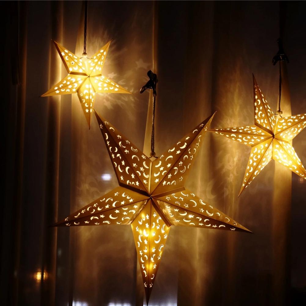 Hollow Out Star Party Light Window Grille Home Bedroom Night Light Garden Hanging Decoration Hollow Folding Light Cover