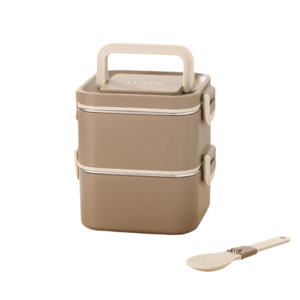 Leakproof Square Lunch Box with Spoon Food Storage Box Portable Lunch Container  Office