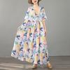 Short Sleeve Plus Size Cotton Vintage Floral New In Dresses for Women Casual Loose Long Summer Dress