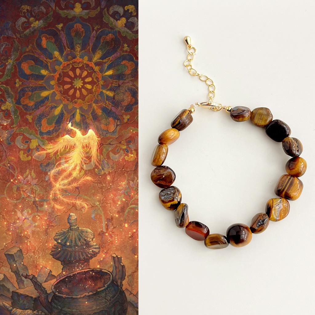 Artistic and retro tiger's eye stone bracelet, natural stone bracelet