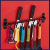 Kitchen Rail with 6 Sliding Hooks, Wall Mount Kitchen Utensil Rack, Pan and Pot Hangers Organization and Storage Holder Set, Black