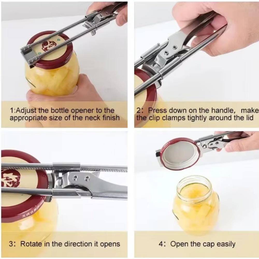 1/2pc New Non-slip Stainless Steel Can Opener Adjustable Bottle Opener Adjustable Multifunctional Stainless Steel Can Opener