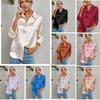 Women's Long Sleeve Lapel Button-up Leopard Jacquard Blouse Elegant Commute Shirt for Leisure