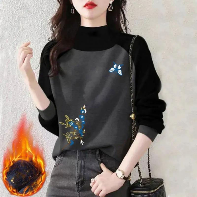 A Loose and Fashionable Long-sleeved Semi-high-neck Sweatshirt for Women, Which Is Slimming, Warm and Makes Them Look Younger