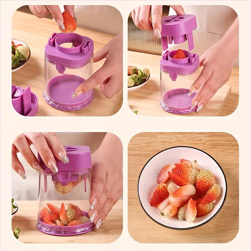 Small Fruit Cutter, Stainless Steel Cutter for Strawberry, Grape, Cherry Tomato, Detachable Bite Size Food Cutter