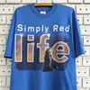 Camiseta Vintage 1996 Simply Red Life Tour Mick Hucknall Banda Pop Soul Olhos Azuis Britânica Merch Tee Tamanho GG