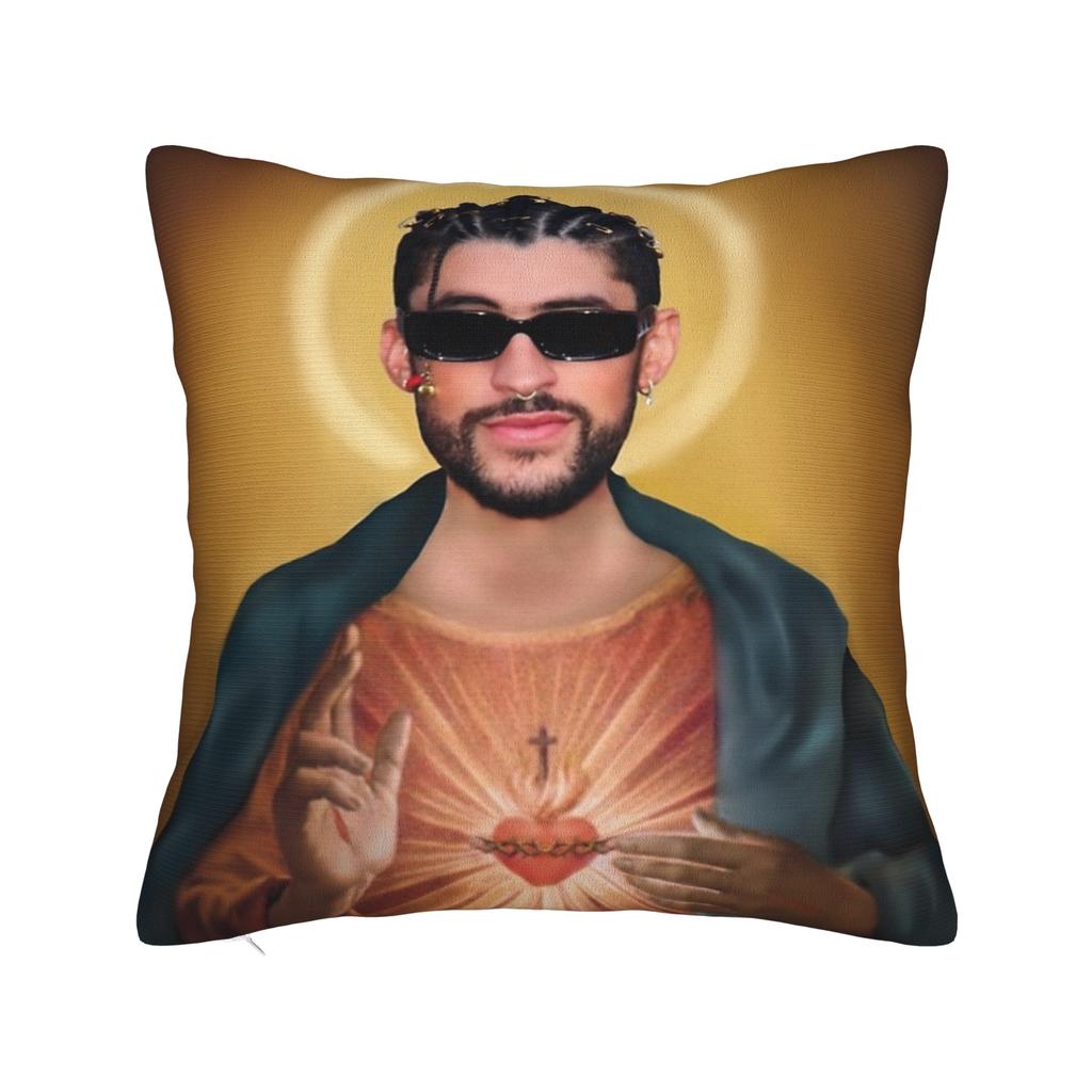 Singer Bad Bunny Pillowcase Doublesided Printing Polyester Cushion Cover Decorative Throw Pillow Case Cover Home