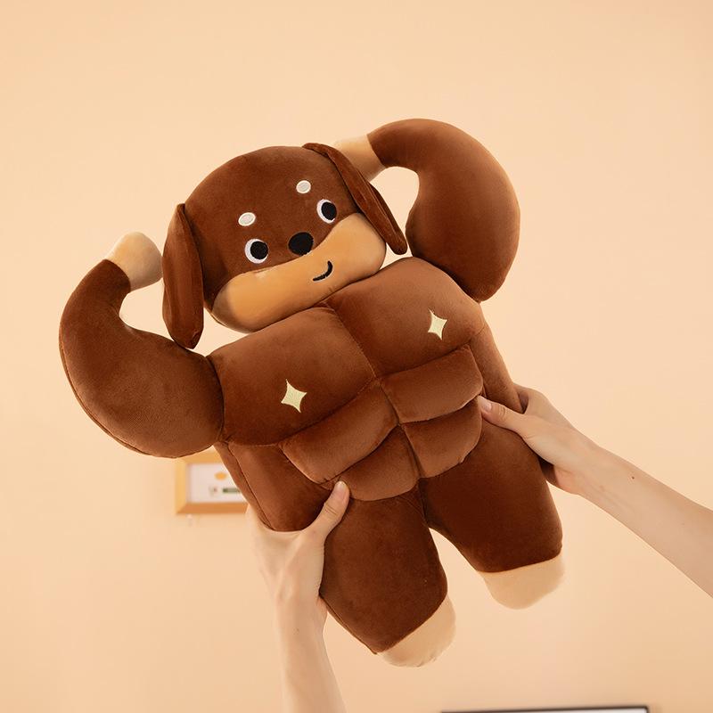 Cartoon Muscle Dachshund Dog Doll Plush Toy Question Mark Neck Pillow Doll Children's Companion Soothing Pillow Ragdoll