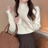 Gestricktes Unterhemd Damen Herbst und Winter neu Fleece verdickt integriertes Fleece Pullover Rundhals warmes inneres Sweatshirt