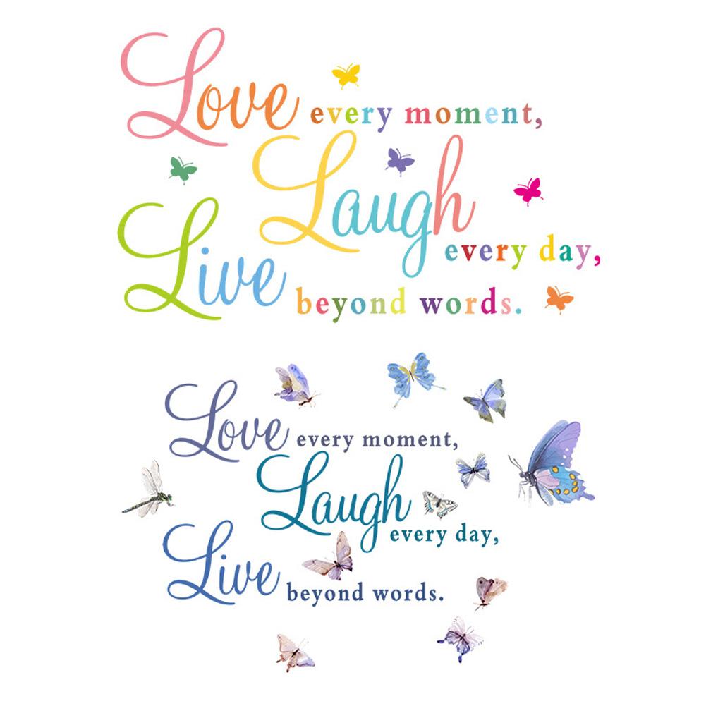 LOVE LAUGH LIVE Wall Sticker Color English Butterfly Bedroom Living Room Background Home Decoration Decals Wallpaper Stickers