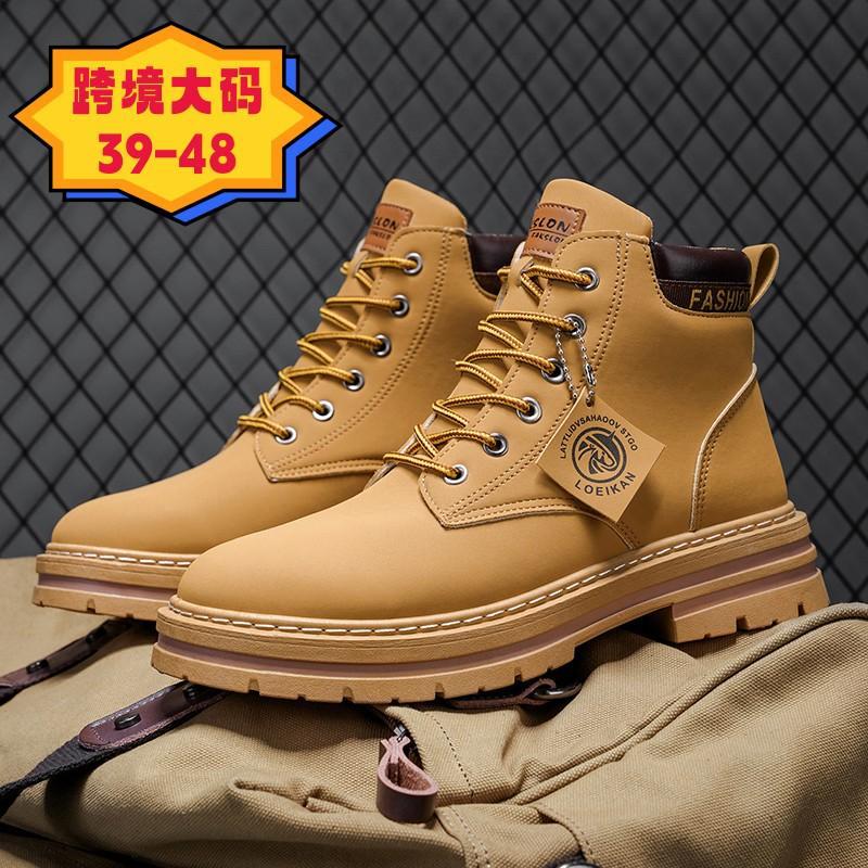 Men s Martin boots with fleece winter high-top households autumn new heightening casual Martin boots with fleece men 39 чёрный