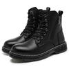 Autumn and winter 2025 new large size Martin men's leather tooling boots side zipper leather boots velvet warm men's shoes