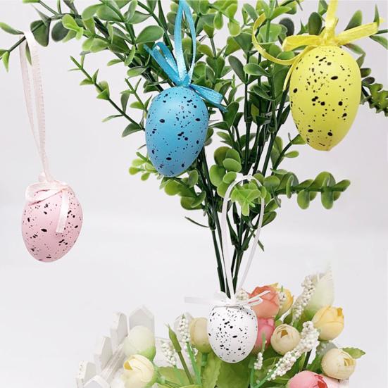 12 st Ägg Hängande Ornament som inte deformeras med Snodd Plast Julklapp Ägg Hängande Dekoration Festartiklar