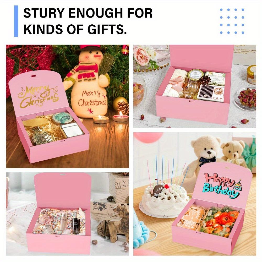 8pcs Pink Kraft Paper Gift Boxes with Lids Large Bridesmaid Proposal & Wedding Favor Boxes with Ribbon Perfect for Birthdays Christmas Parties