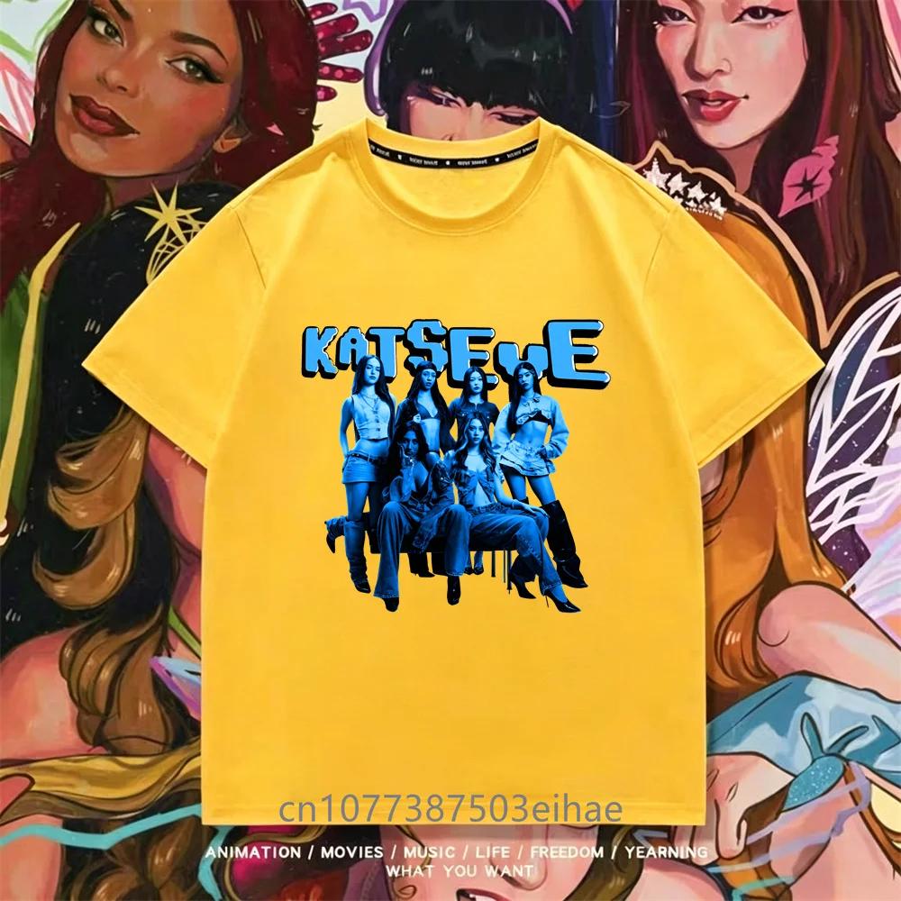 Katseye Kpop Group T Shirt Short Sleeve Boys Girls Megan Daniella Manon Lara Sofia Yunchae Fan Favorite Casual Daily Clothes