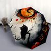 1pc Halloween Jack-o'-Lanterns & Black Owl Automatic Opening Folding Umbrella, 8 Rib Iron Frame Outdoor Umbrella for Festival Gifts, Travel, Daily Use
