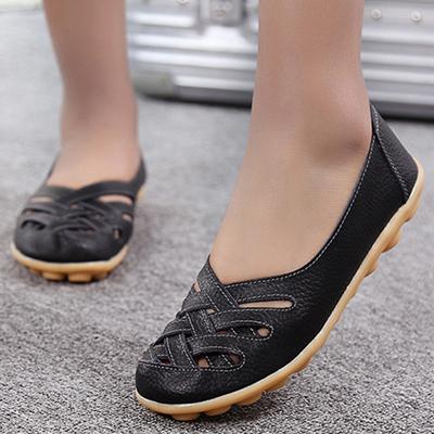 Fashion Flat Shoes For Women Leather Ballet Flats Zapatos Mujer 2024 Summer Shoes Casual Women's Loafers Slip On Black Moccasins Female