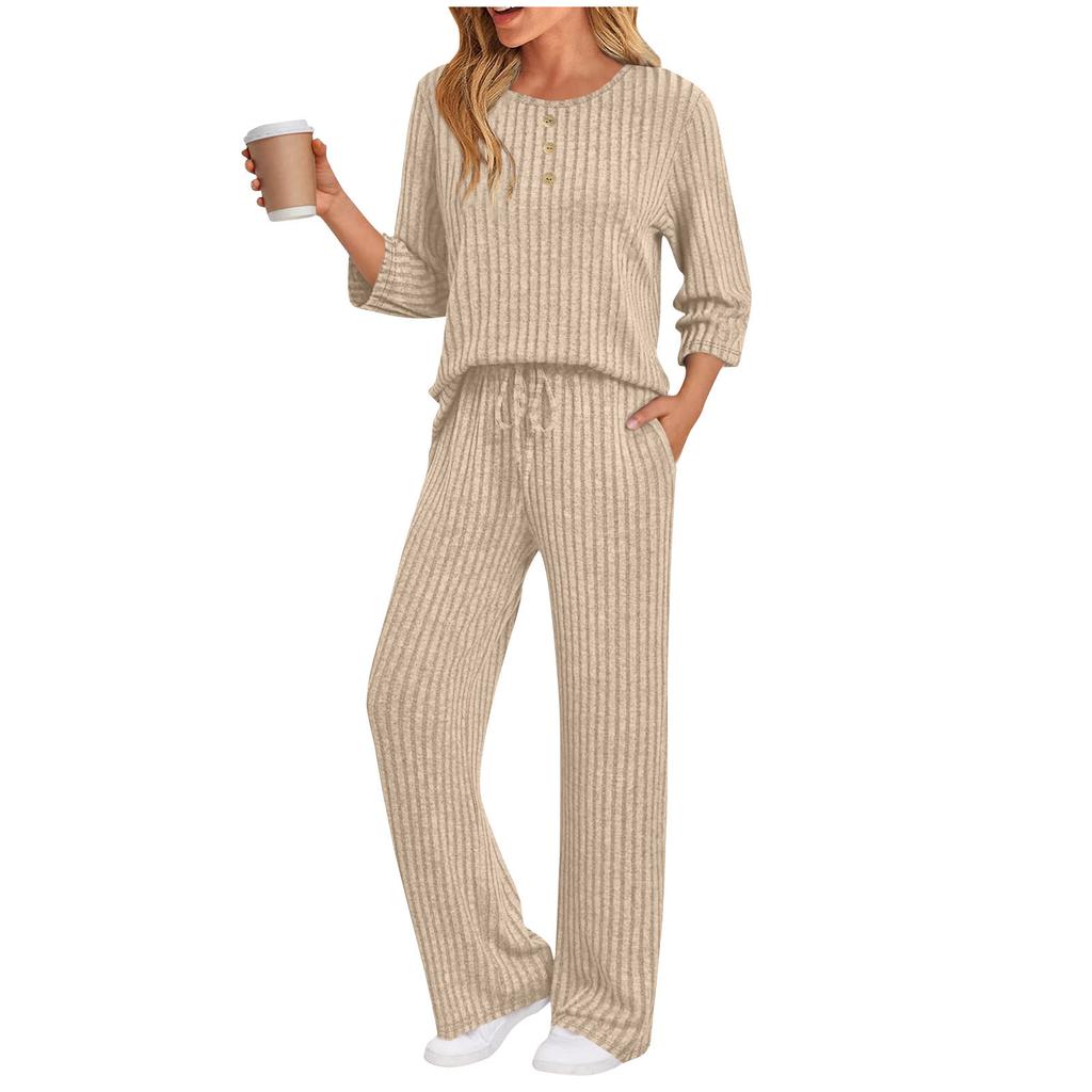 Women's Casual Fashion Comfortable Tops And Pants Home Pajamas Set