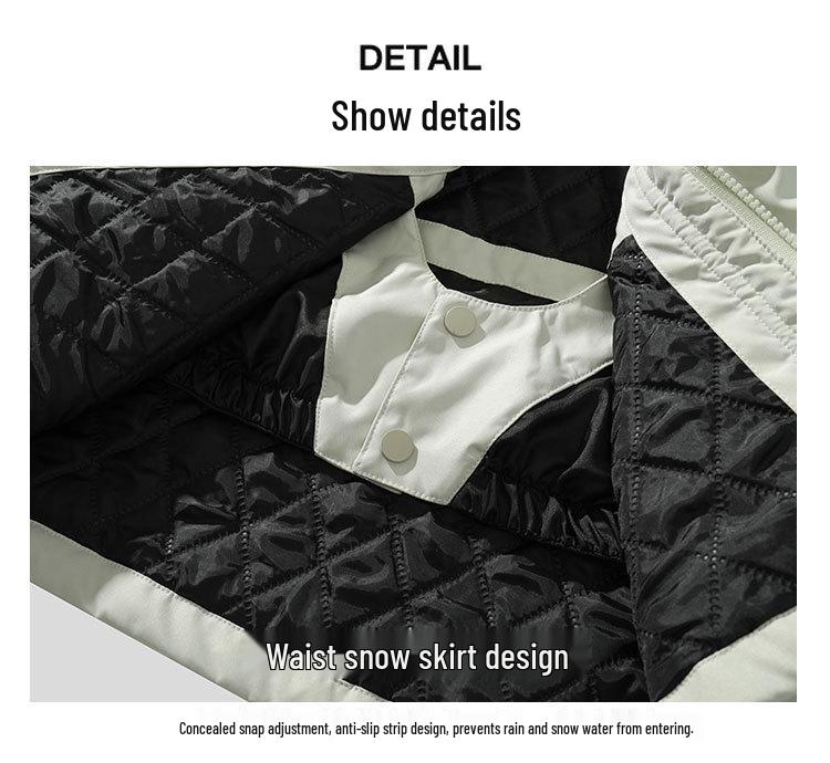 Men's Plus Size Waterproof Multi-Pocket Ski Jacket with Cotton Padding for Winter Warmth 