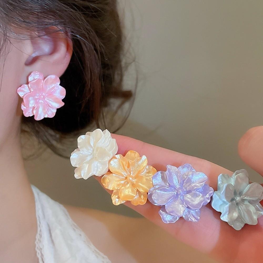 5 Pairs Acrylic Acrylic Flower Stud Earrings Pearl Korean Style Earrings  Holiday