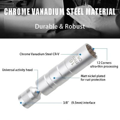 14mm/16mm Magnetický klíč na svíčky 12 úhlů Nástroj pro opravu a demontáž Tenkostěnný 3/8 palce Nástroj pro opravu automobilů