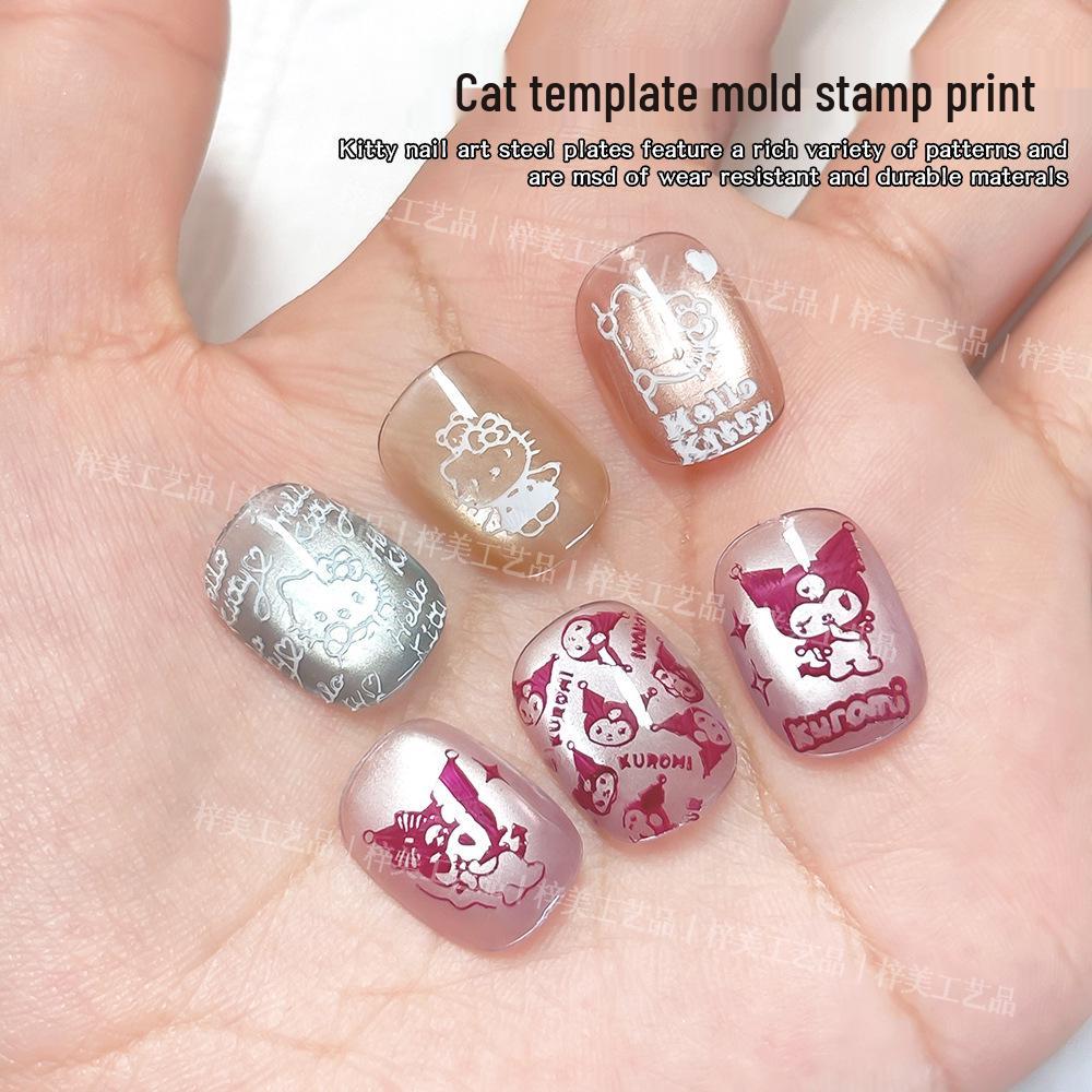 Hello Kitty Nail Art Stamping Plate - Stainless Steel Cute Cat Design Transfer Tool