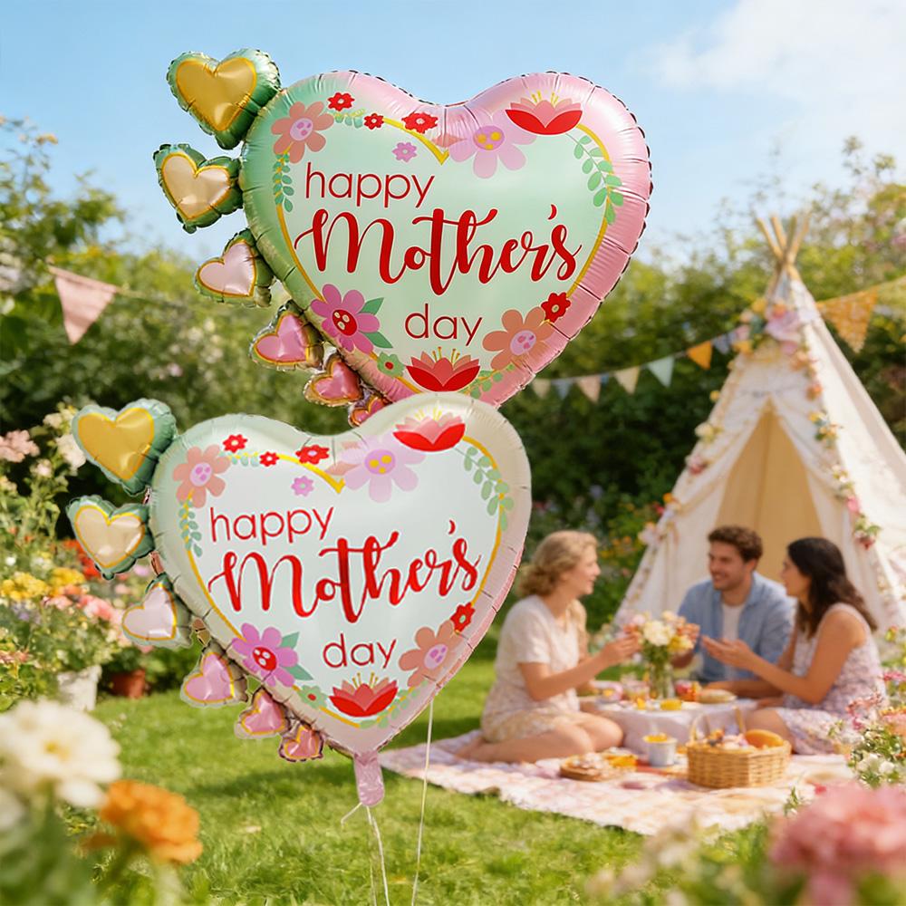 Gradient Flower Balloons for Mother's Day, Aluminum Foil Balloons, Suitable for Mother's Day, Holiday-Themed Parties, Indoor and Outdoor Decorat