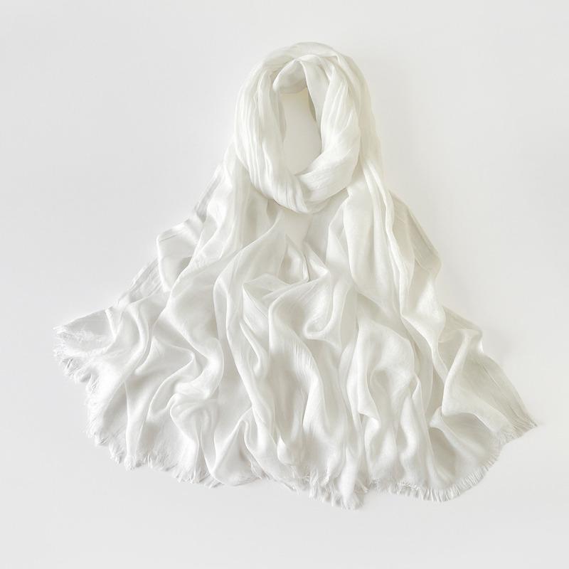 Summer Versatile Cotton and Linen Scarf Shawl Lengthened Solid Color Yarn Shawl Sunscreen Shawl Simple Scarf Silk Scarf Women