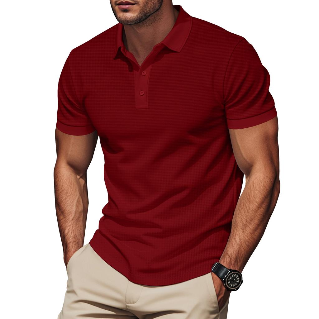 Summer New Arrival Men's Polo Shirt Solid-Colour Collared Short-Sleeved Top with Contrast Panels