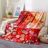 1Pc Japanese Pattern Print Flannel Blanket, High Quality Comfortable for All Seasons, Home Decor, Warmth and Comfort, Perfect for Christmas Gifts