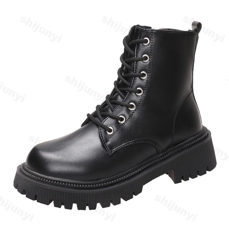 Fashion Women Ankle Boots 2025 Autumn Fashion Retro Short Boots Platform Zipper Comfortable Non Slip Outdoor Leather Boots Botas Mujer